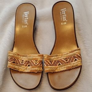 Vartan Italian slide mules with wedge heel